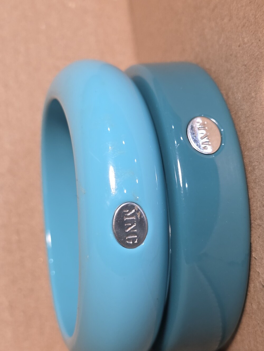Mango Blue Resin Bangle Bracelet Set - Teal & Sky Blue